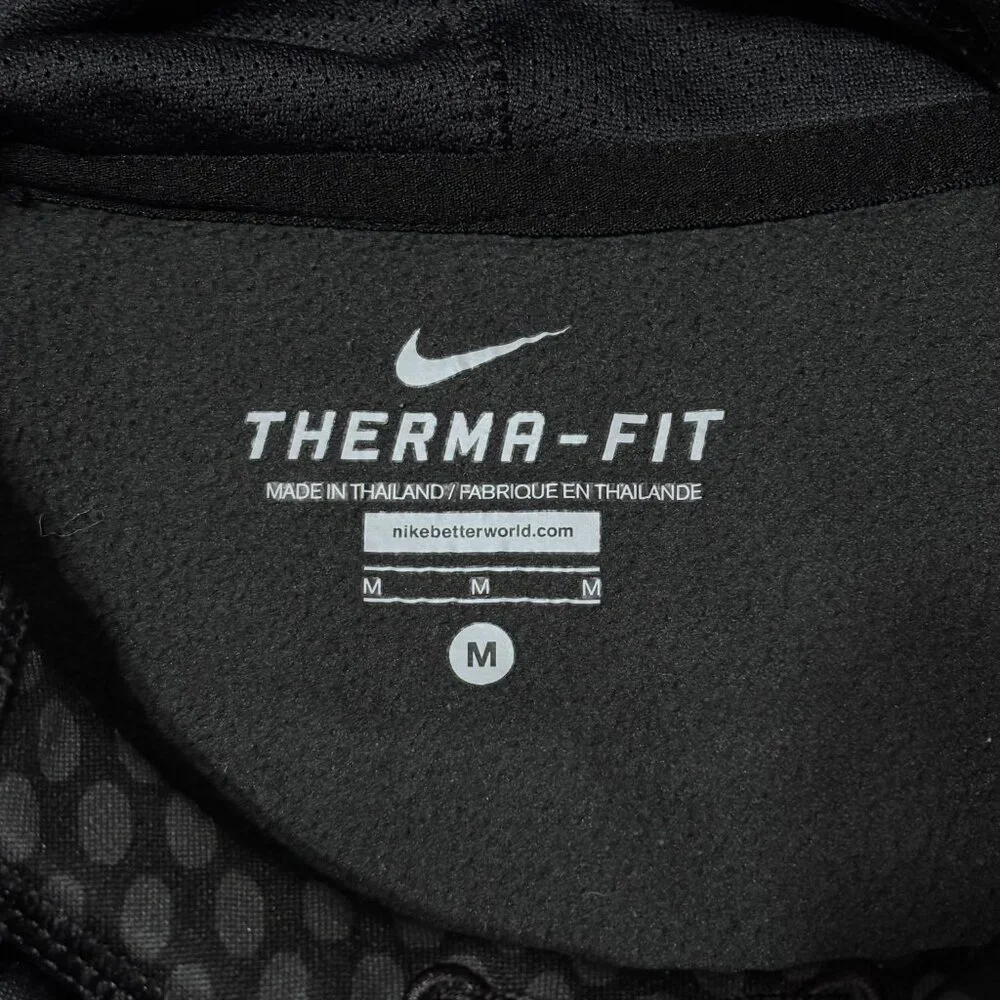 Nike‎ Therma-Fit Black Dot Pattern Hoodie Medium Thumbholes Pullover Sweatshirt